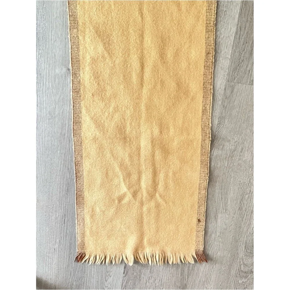 Christian Dior Wool Scarf Beige Fringe Logo Luxury Unisex Winter Wrap
